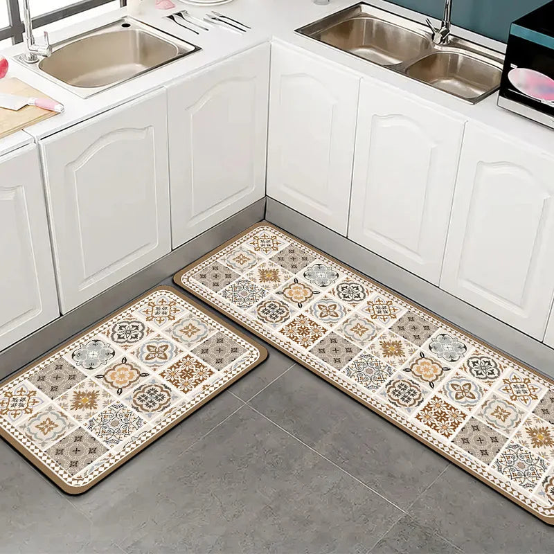Tapis cuisine carreaux de ciment vinyle 60x40 cm