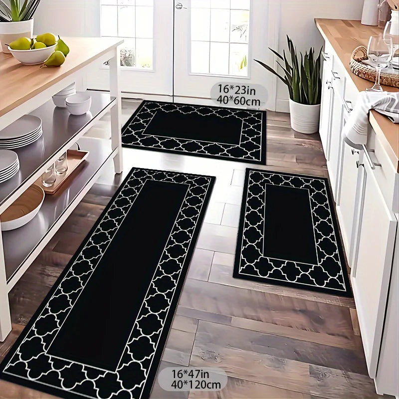 Tapis de cuisine noir et blanc