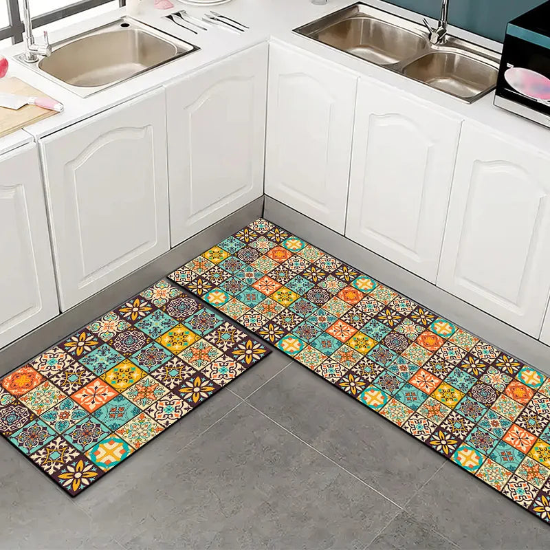 Tapis cuisine carreaux de ciment vinyle 60x40 cm