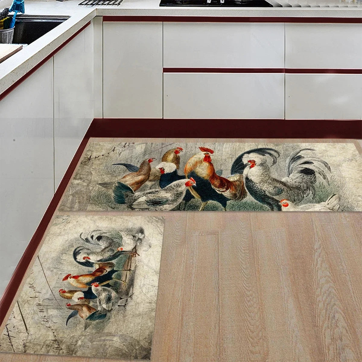tapis de cuisine 140 avec coqs