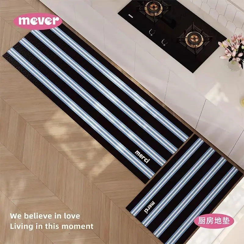 Tapis de cuisine bleu