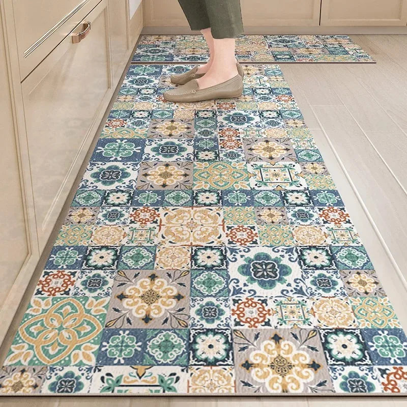 Tapis carreaux de ciment cuisine beige