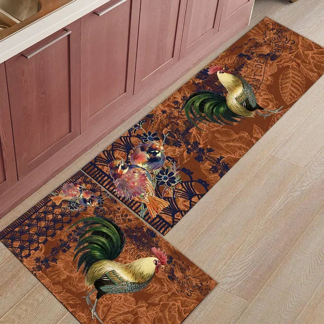 tapis de cuisine 140 avec coqs