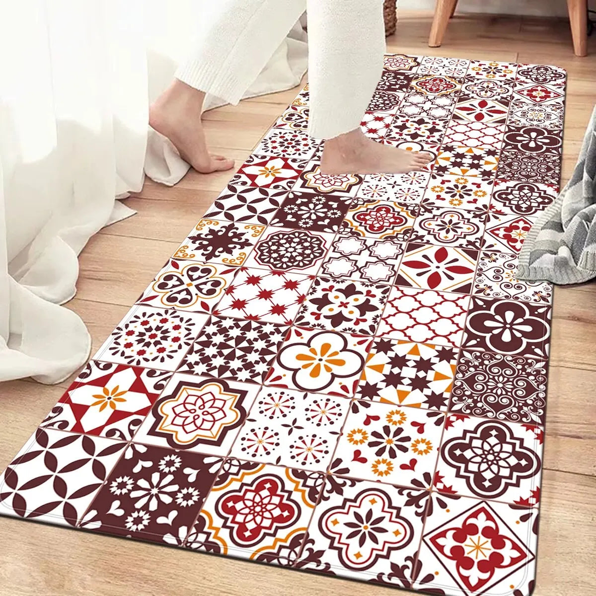 tapis de cuisine pvc carreaux de ciment
