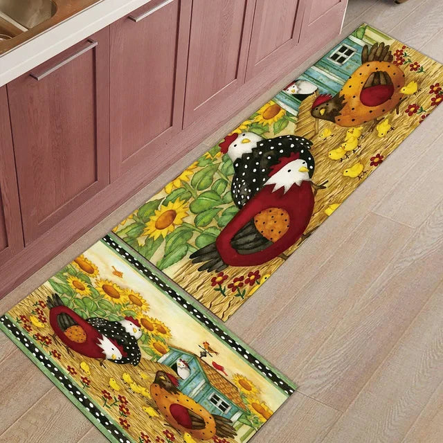 tapis de cuisine 140 avec coqs