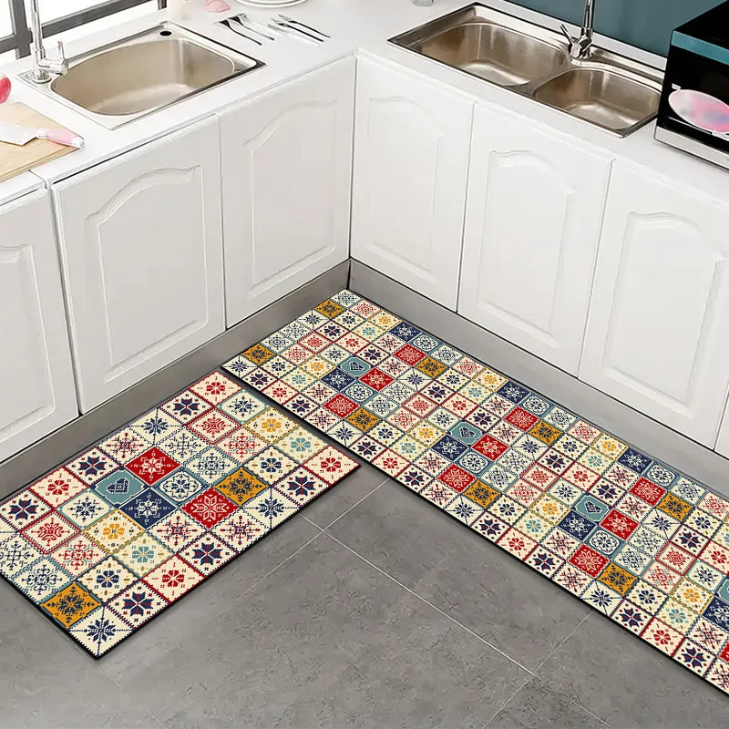 Tapis cuisine carreaux de ciment vinyle 60x40 cm