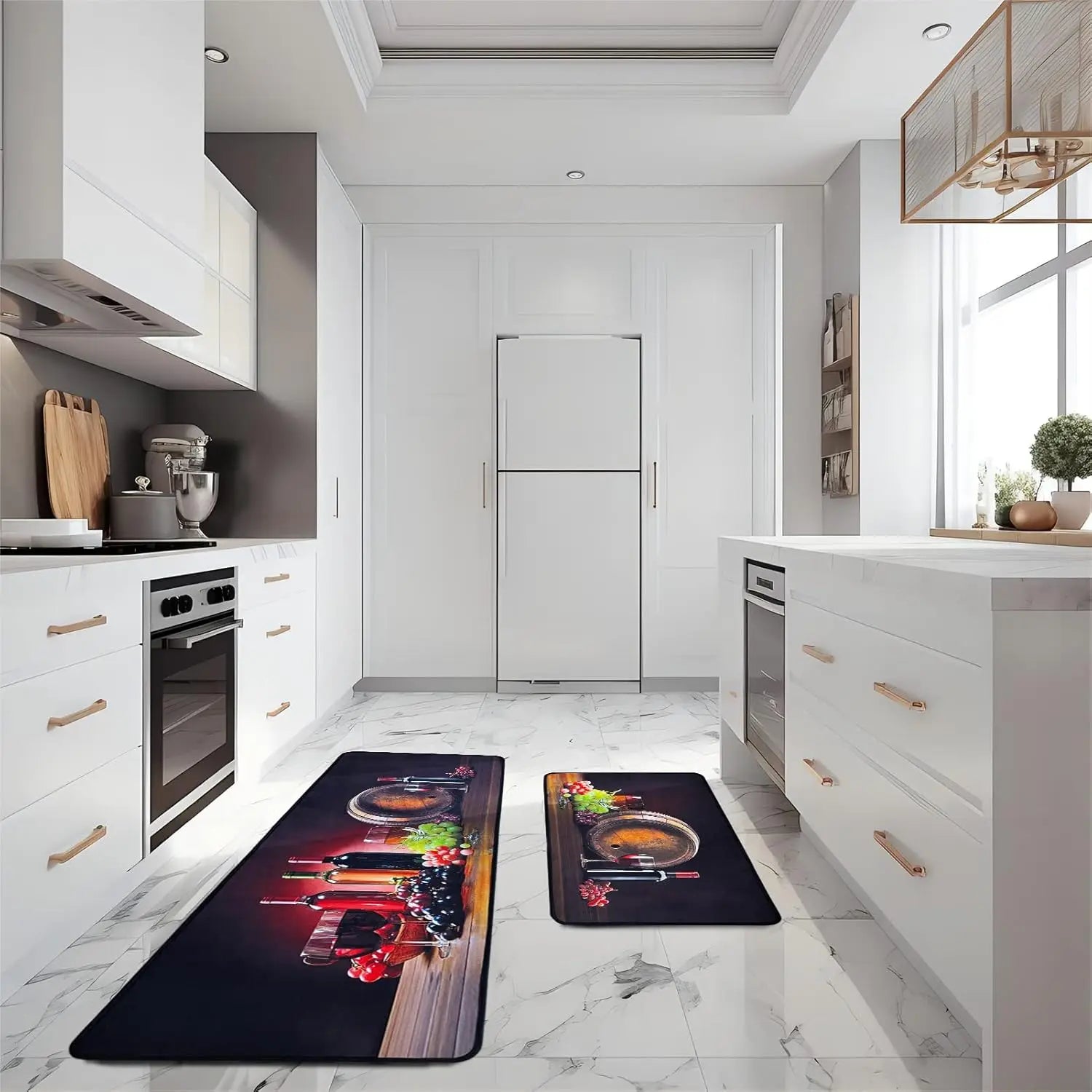 tapis de cuisine avec verre de vin dessin