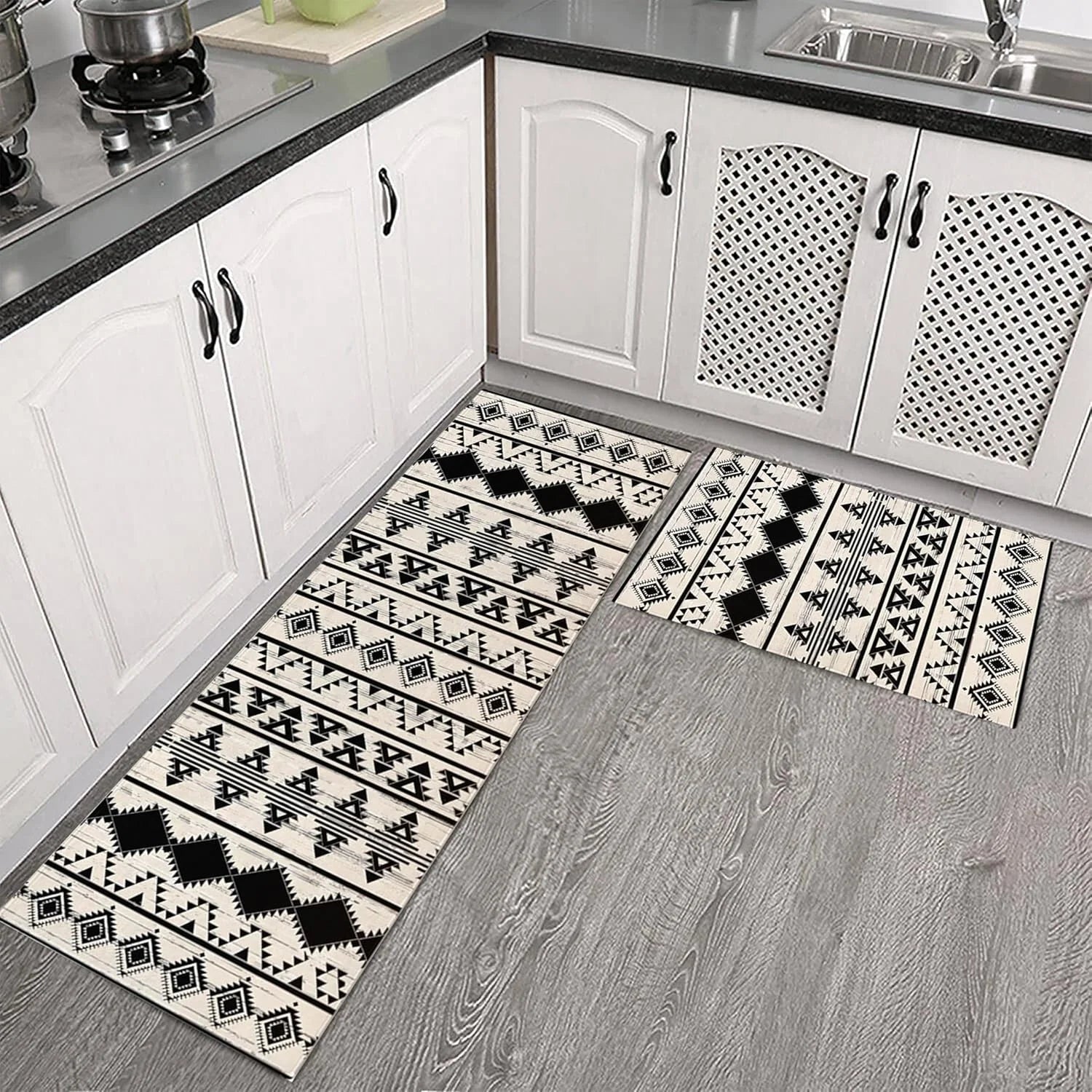 tapis avec envers antidérapant de cuisine gris