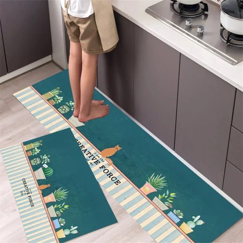 Petit tapis de cuisine vert foncé