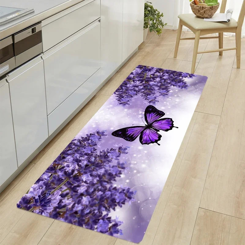 tapis de cuisine avec des papillons