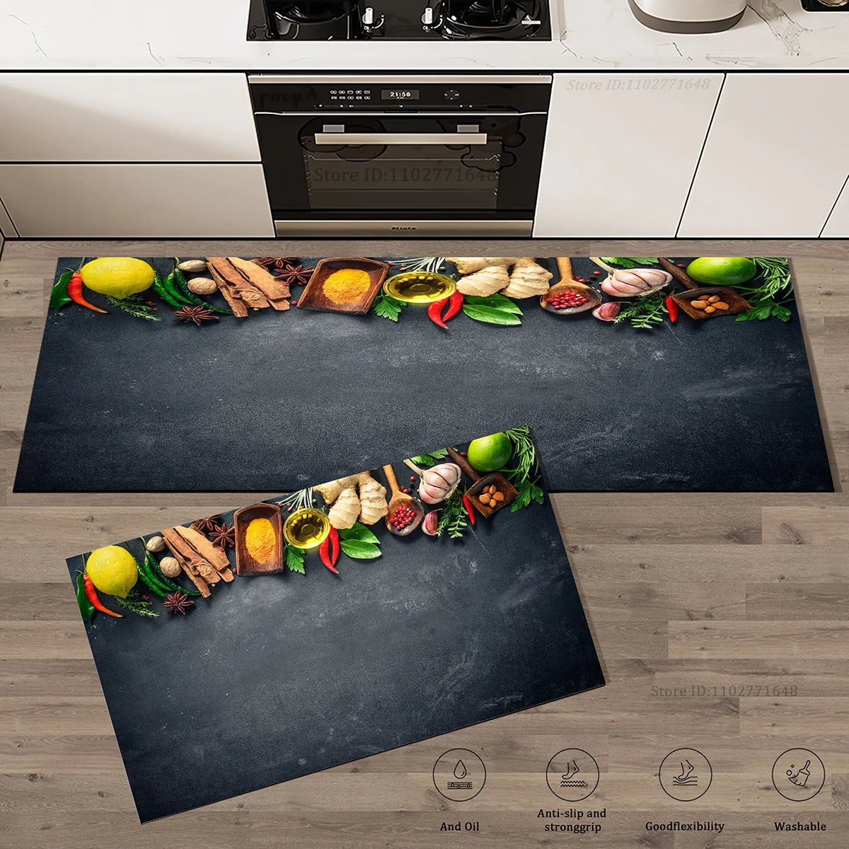tapis de cuisine basilic