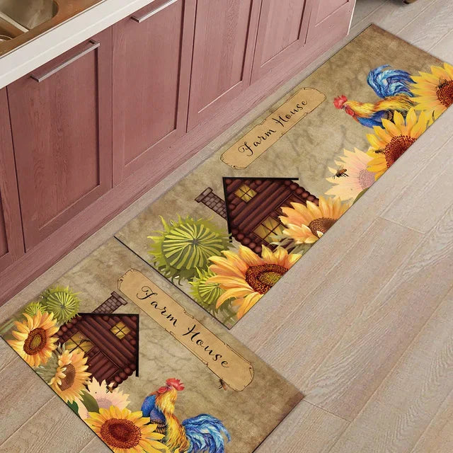 tapis de cuisine 140 avec coqs
