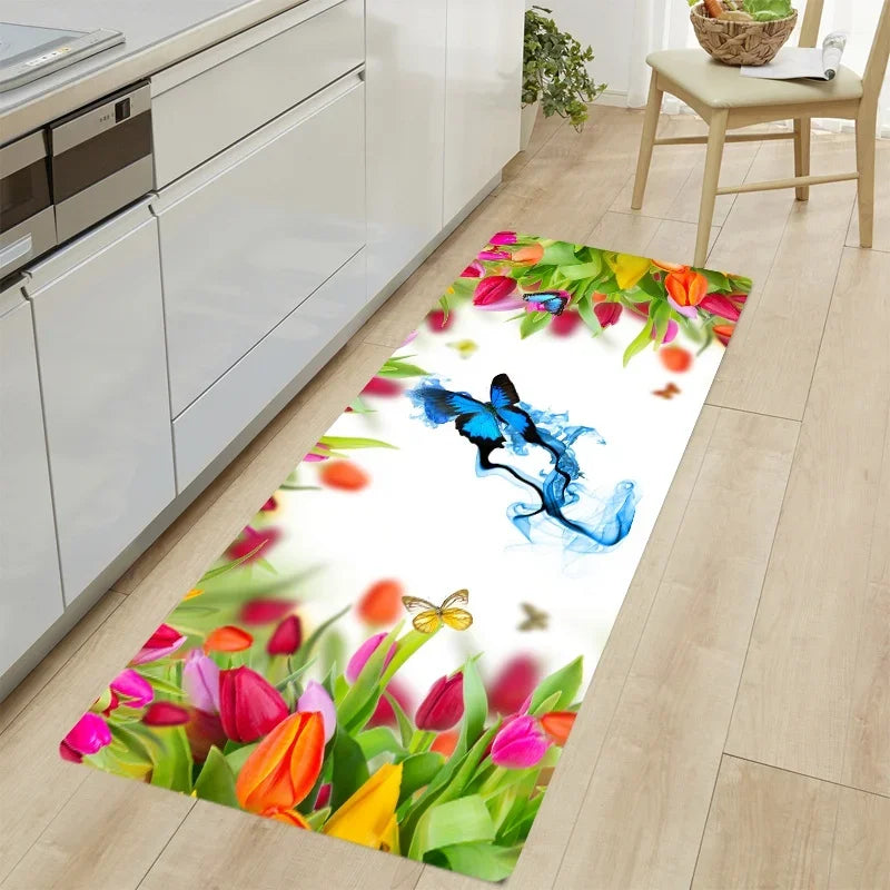 tapis de cuisine avec des papillons