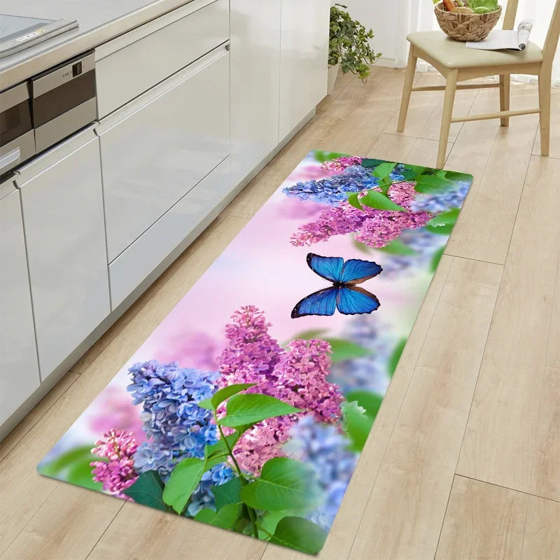 tapis de cuisine avec des papillons