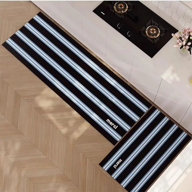Tapis de cuisine bleu