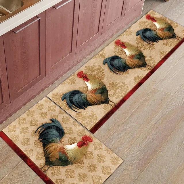 tapis de cuisine 140 avec coqs