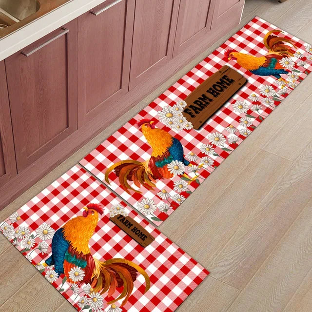 tapis de cuisine 140 avec coqs