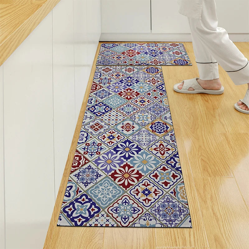 Tapis acrylique carreaux de ciment cuisine