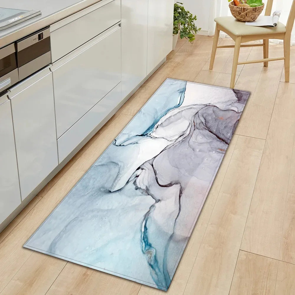 tapis de cuisine bleu canard