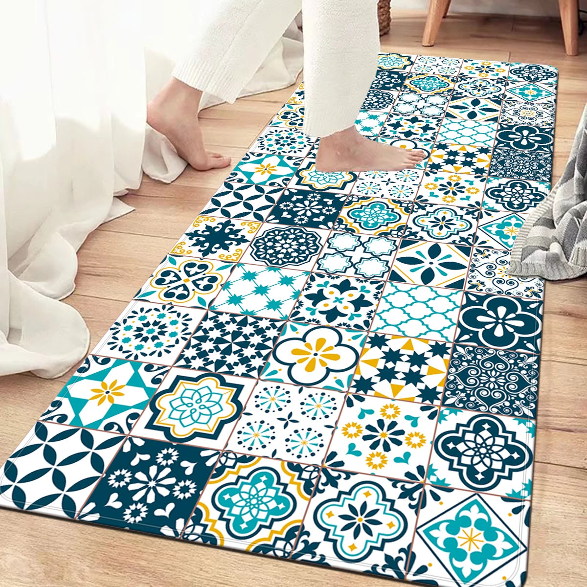 tapis de cuisine pvc carreaux de ciment