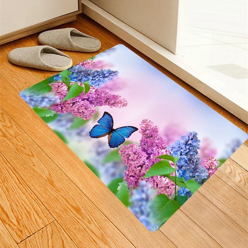 tapis de cuisine avec des papillons