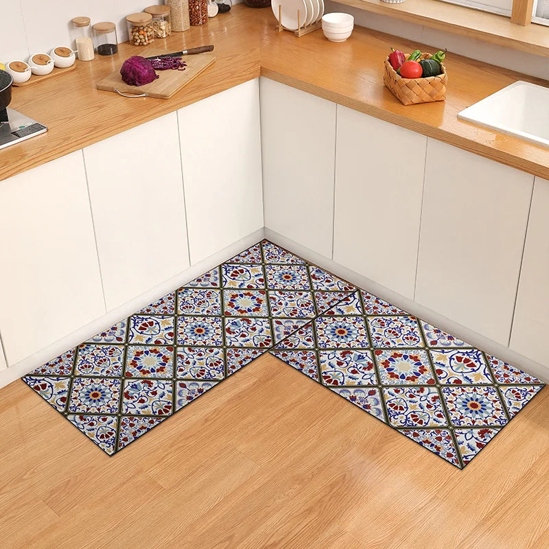 Tapis acrylique carreaux de ciment cuisine