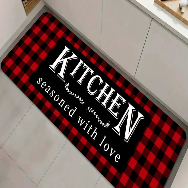 tapis de cuisine devant d' evier rouge