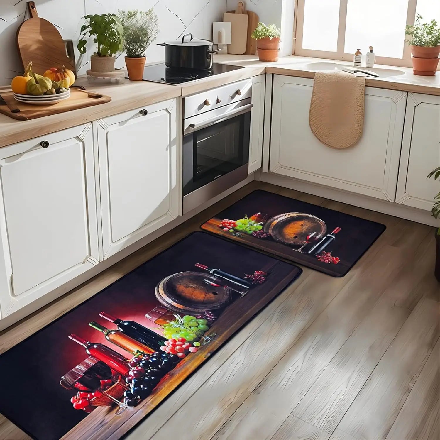 tapis de cuisine avec verre de vin dessin