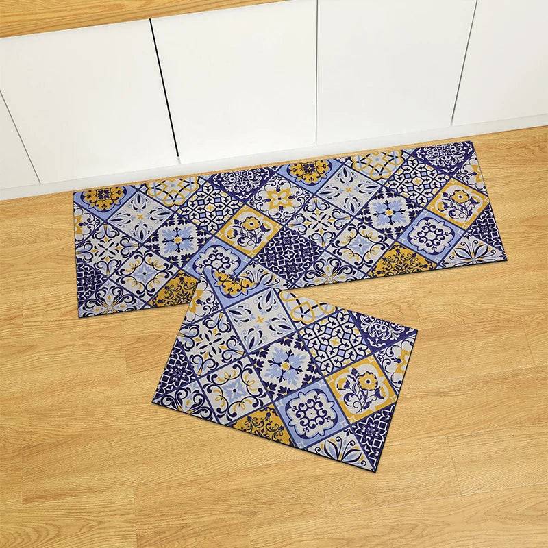 Tapis acrylique carreaux de ciment cuisine
