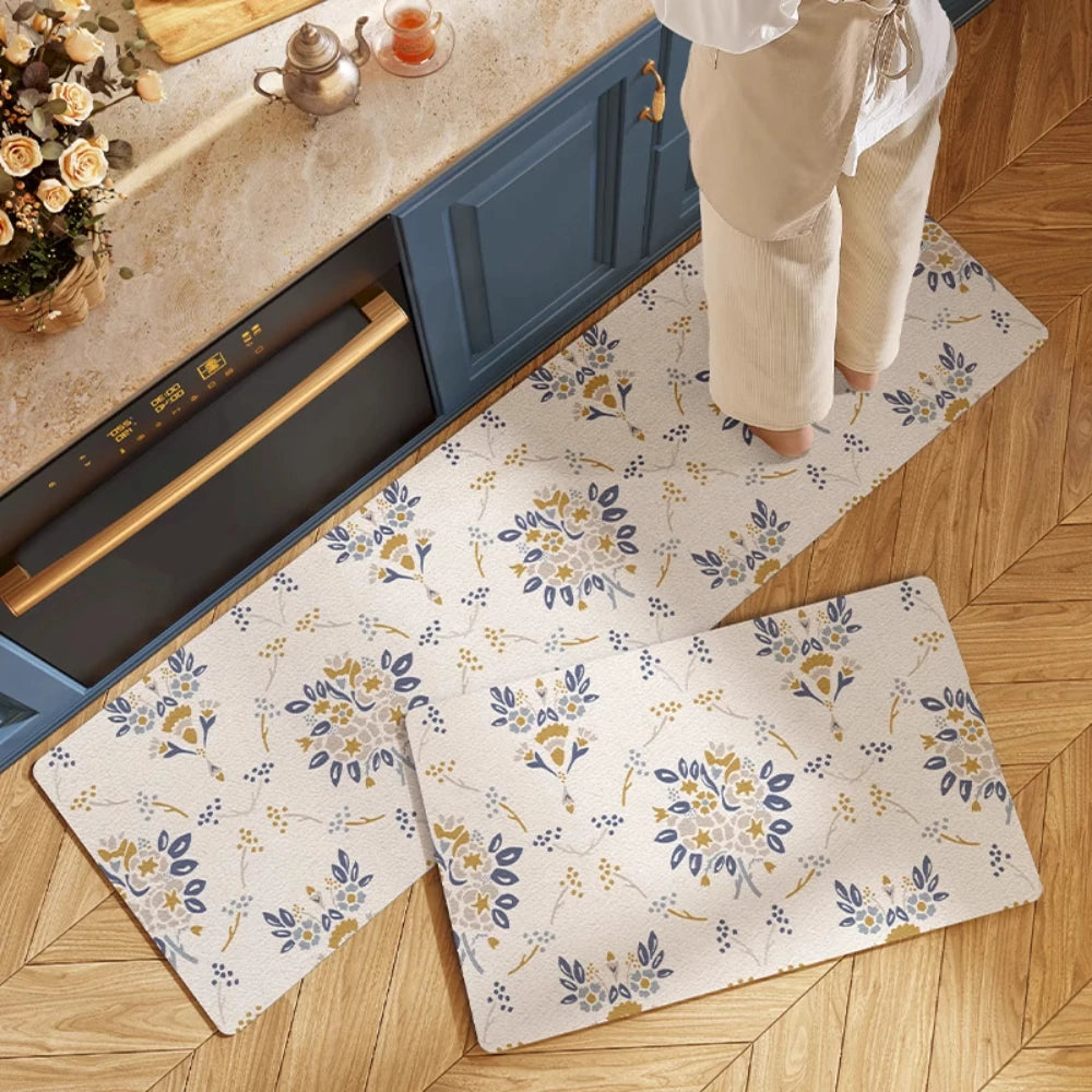 Tapis de cuisine carreaux de ciment gris