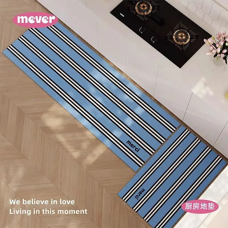 Tapis de cuisine bleu