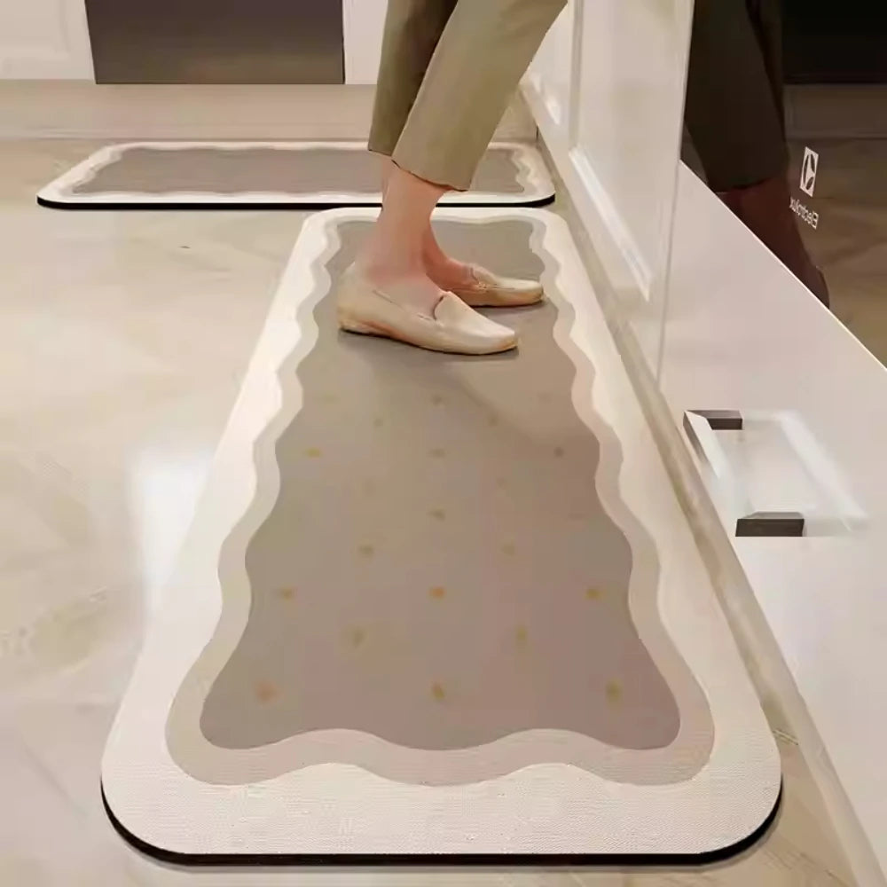 Tapis de cuisine jaune moutarde