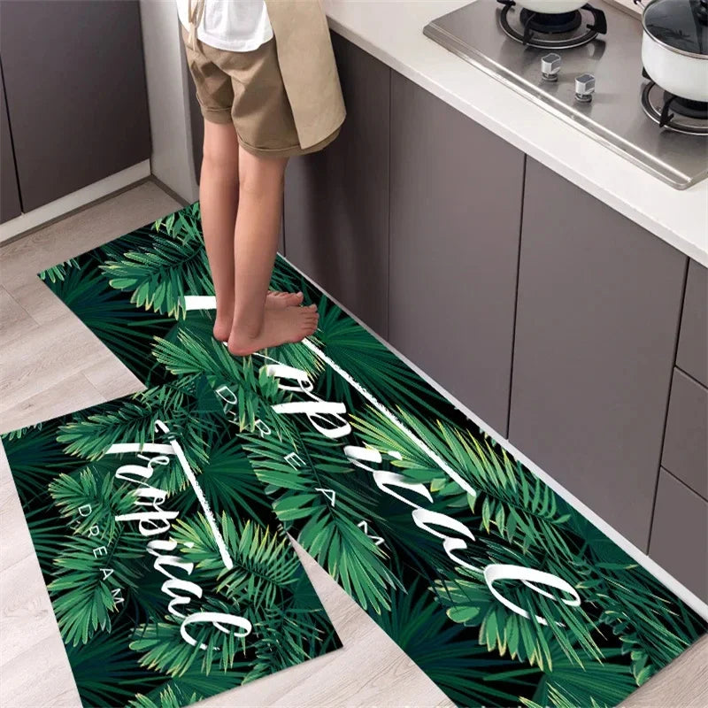 Petit tapis de cuisine vert foncé