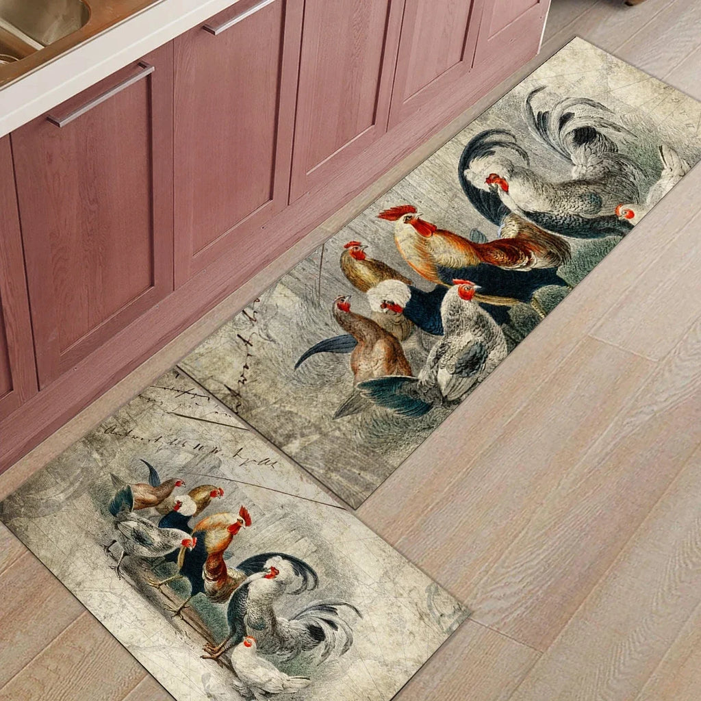 tapis de cuisine 140 avec coqs