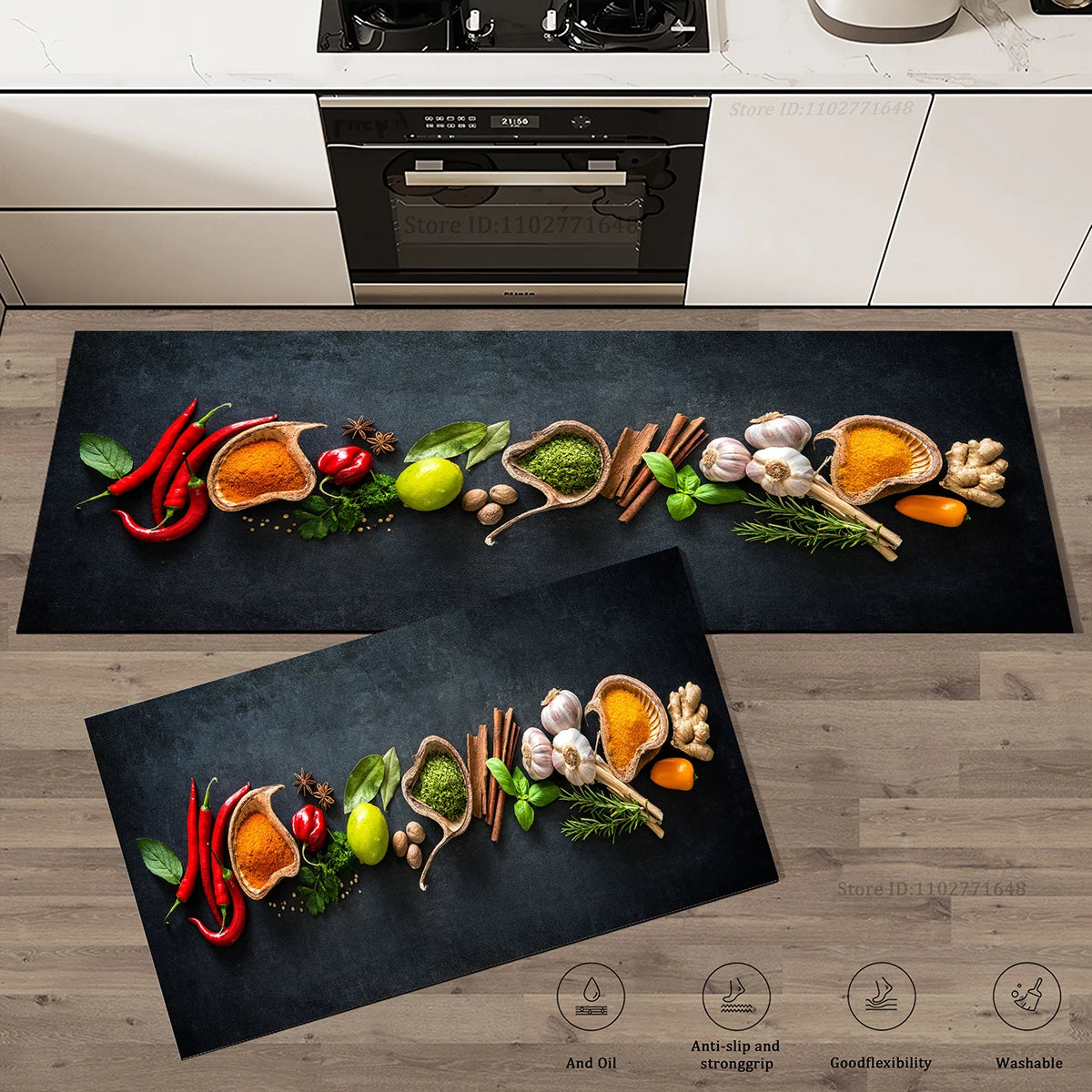 tapis de cuisine basilic