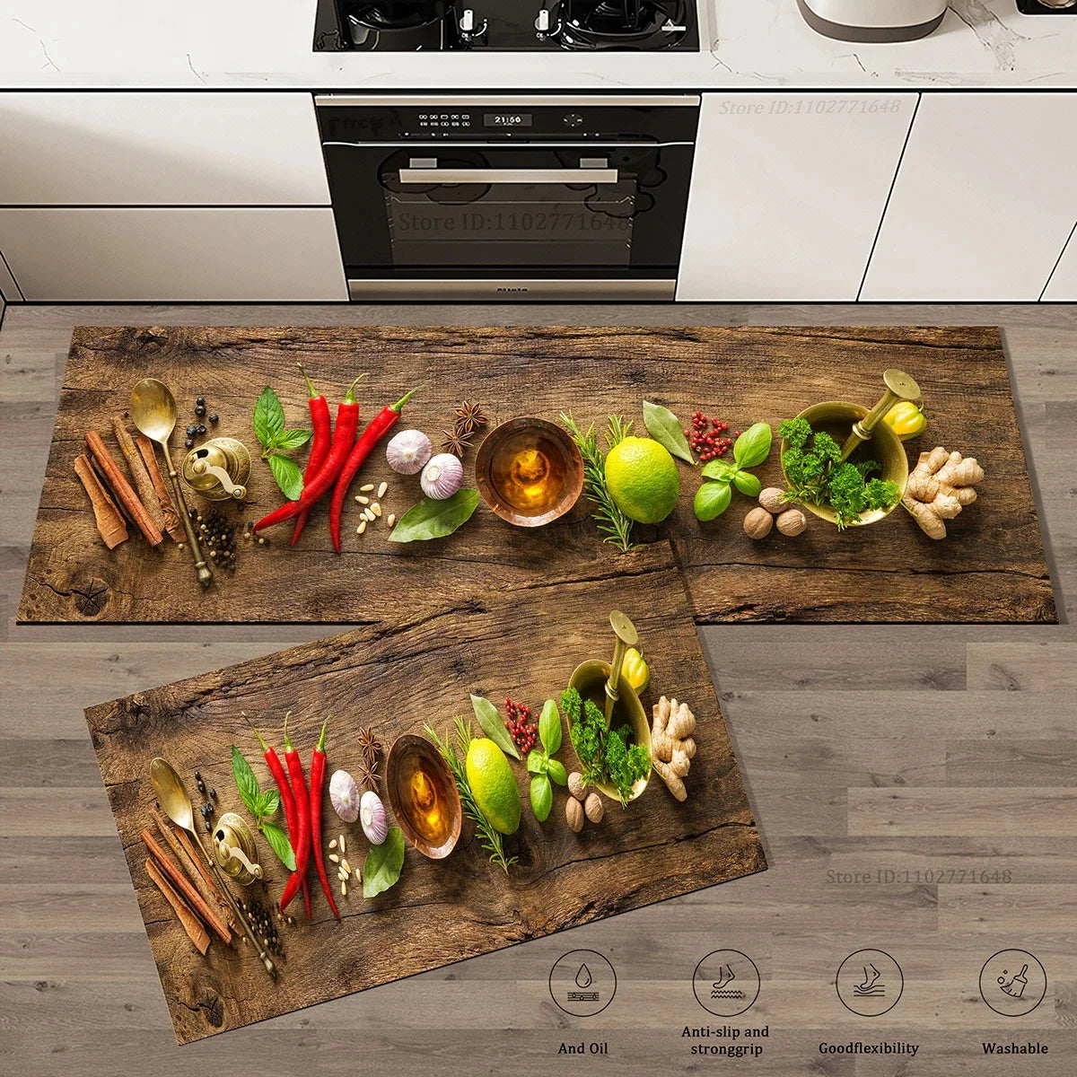 tapis de cuisine basilic