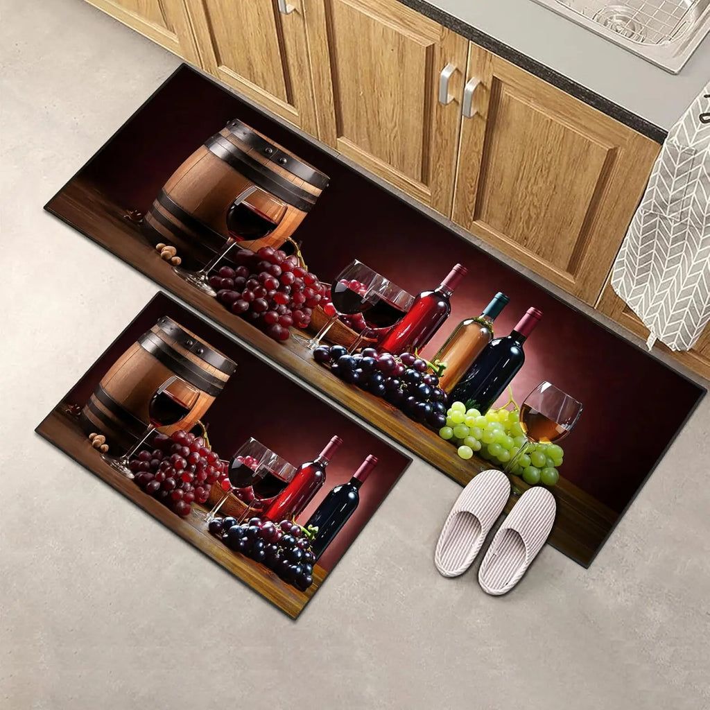 tapis de cuisine avec verre de vin dessin