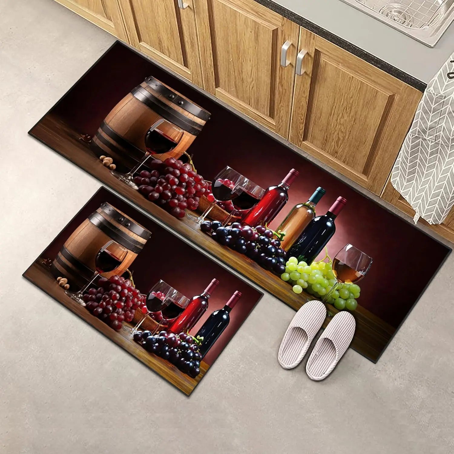 tapis de cuisine avec verre de vin dessin