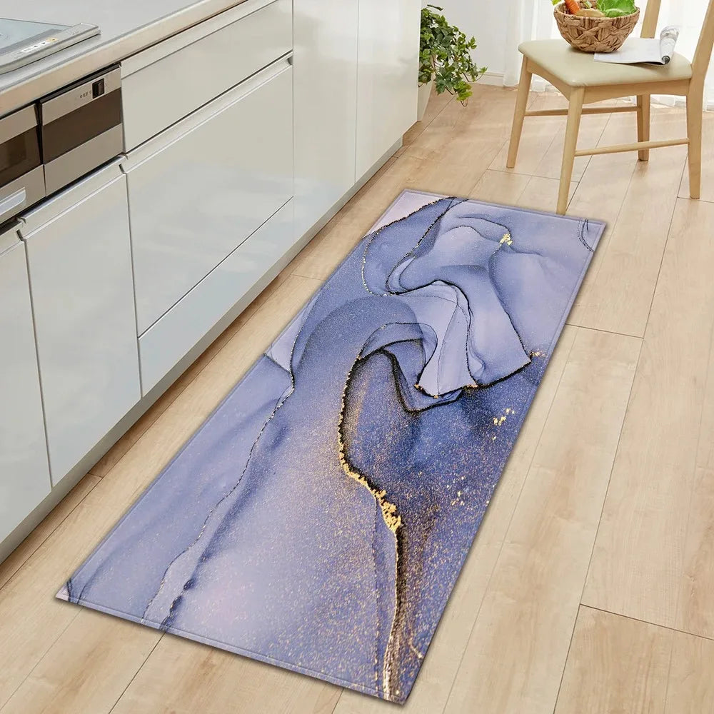 tapis de cuisine bleu canard
