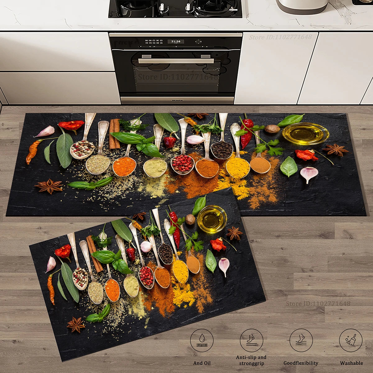 tapis de cuisine basilic