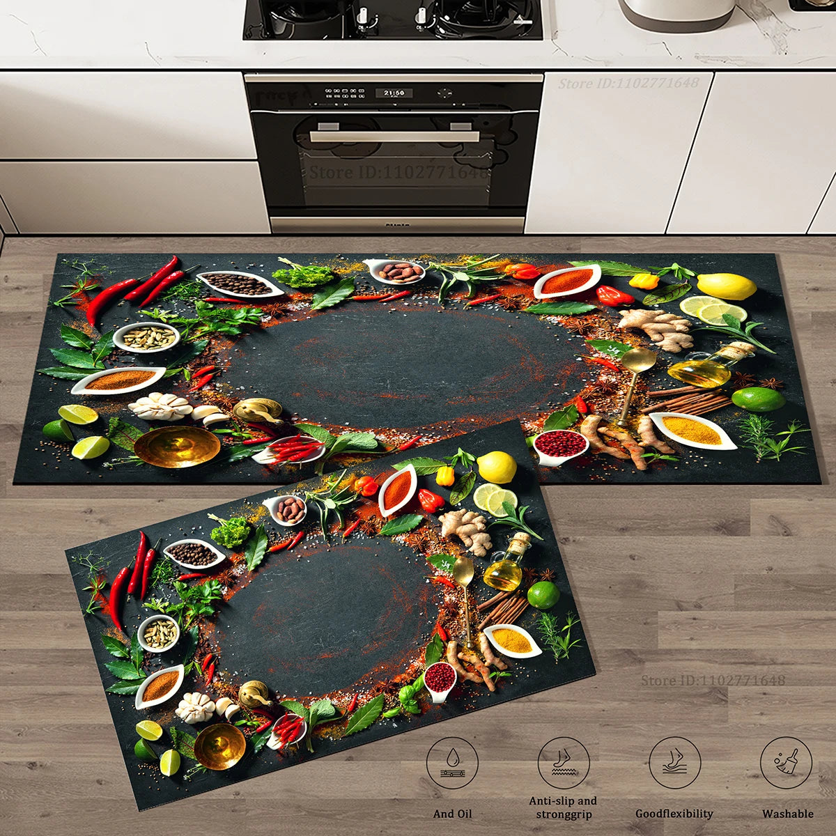 tapis de cuisine basilic