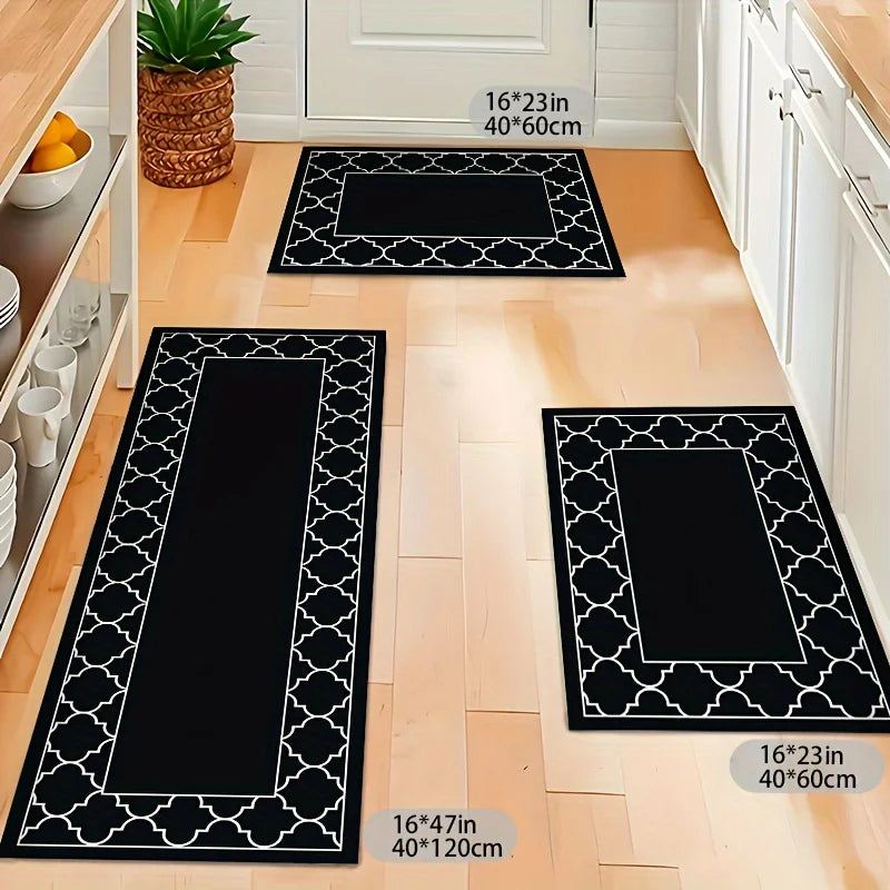 Tapis de cuisine noir et blanc