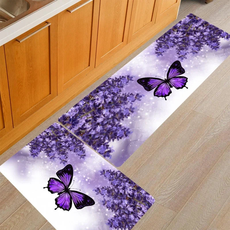 tapis de cuisine avec des papillons