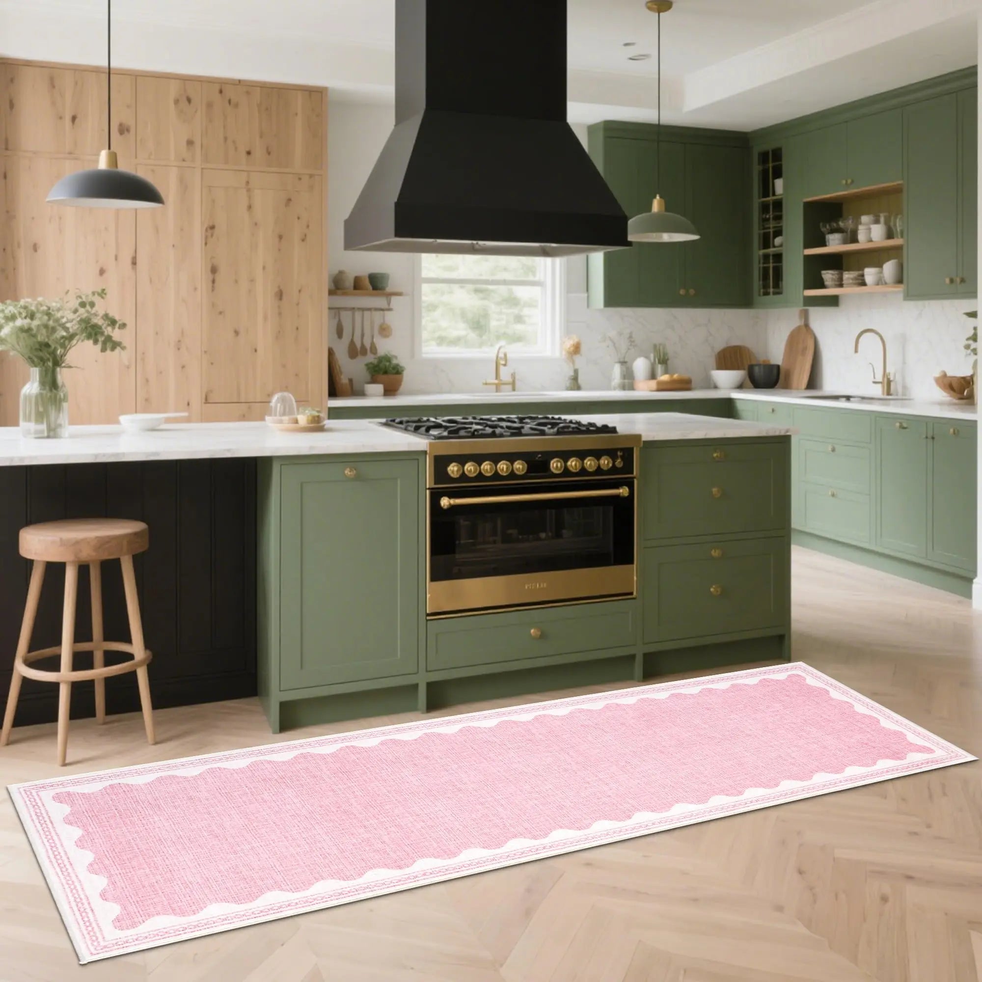 Tapis de cuisine rose