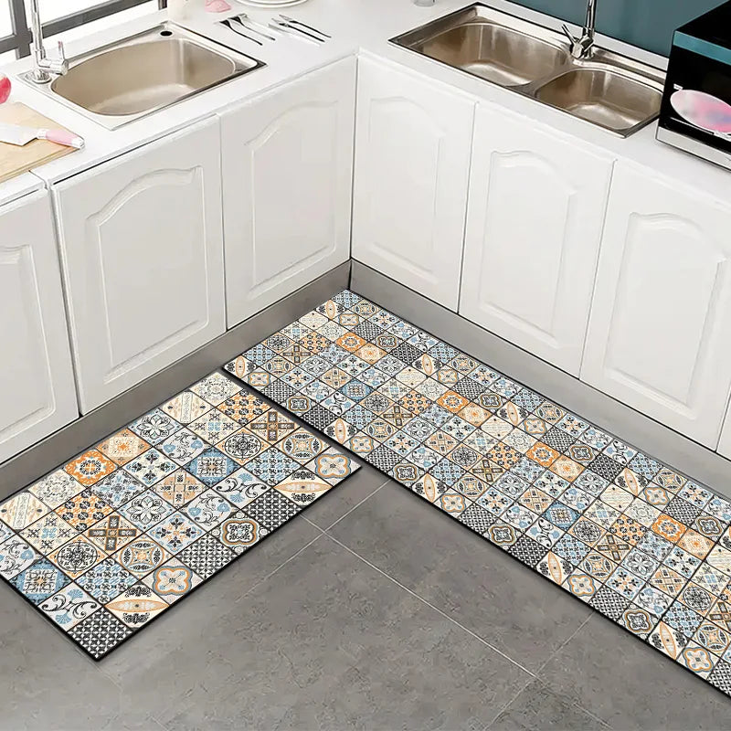 Tapis cuisine carreaux de ciment vinyle 60x40 cm