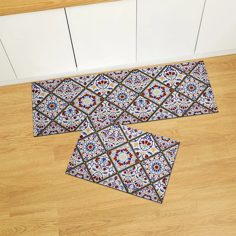 Tapis acrylique carreaux de ciment cuisine