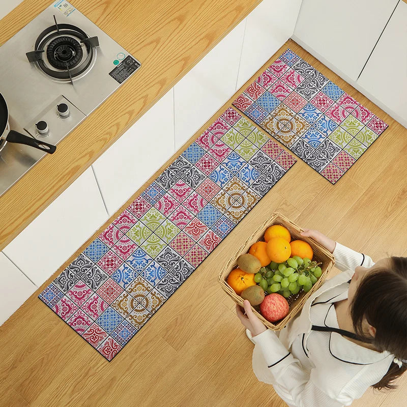 Tapis acrylique carreaux de ciment cuisine