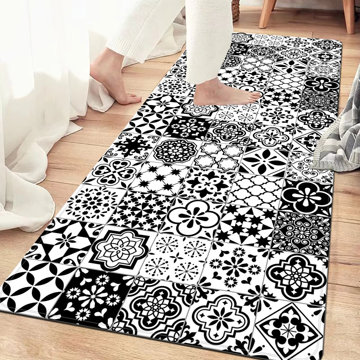 tapis de cuisine pvc carreaux de ciment