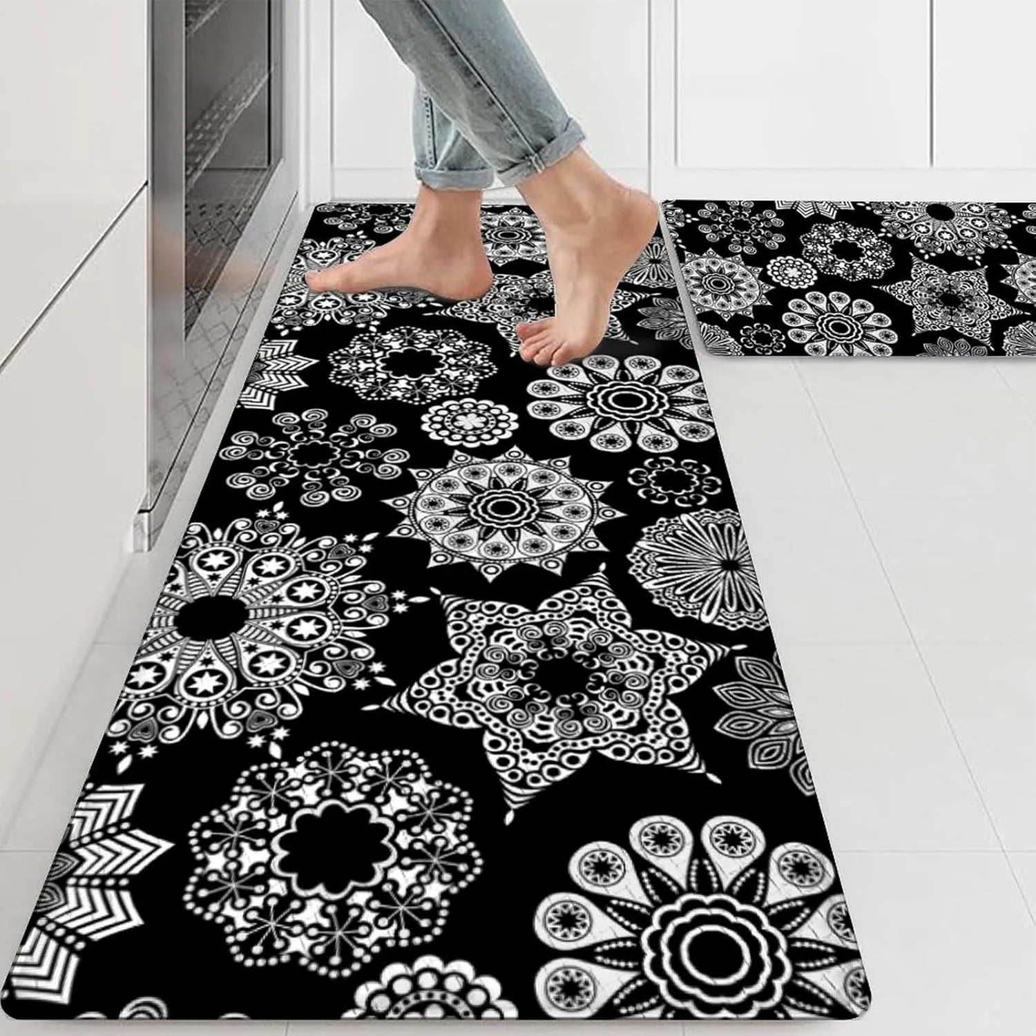 Tapis de cuisine gris à étoile