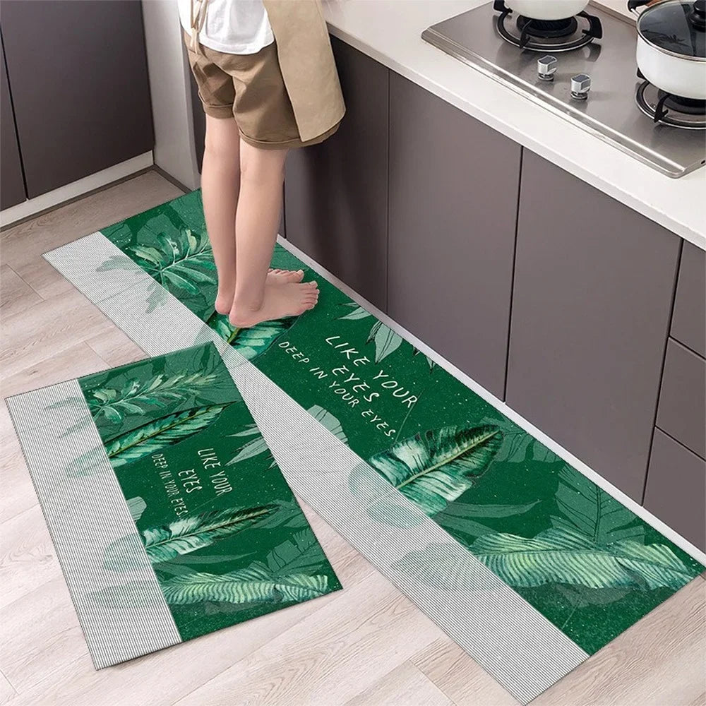 Petit tapis de cuisine vert foncé